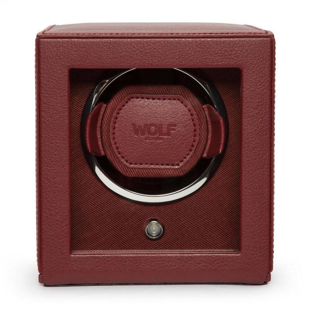 WOLF Cub Single Watch Winder with Cover in Bordeaux Color, 461126